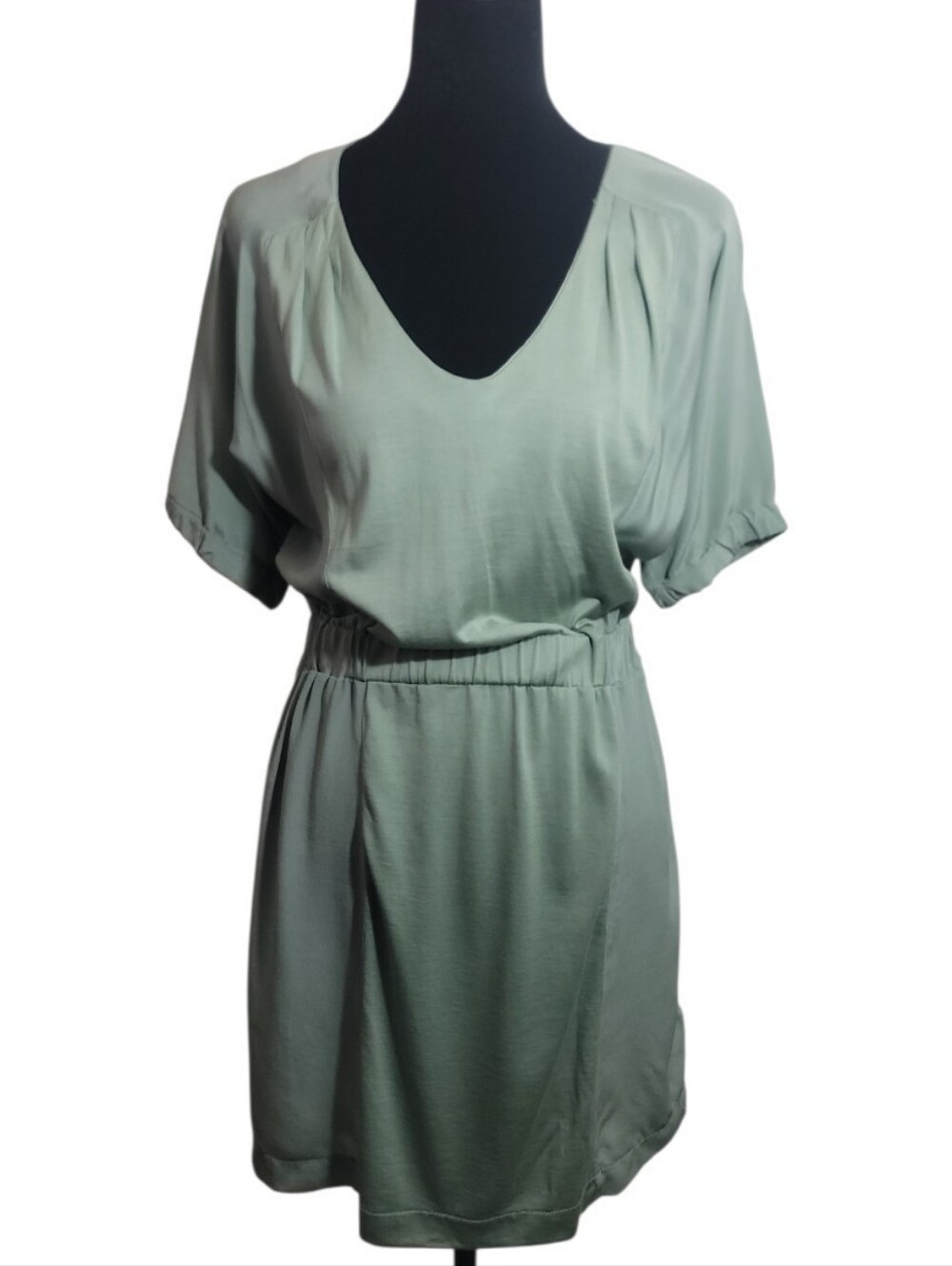 J. Crew silk cotton sage Gmgreen v neck dolman sleeve mini dress women's size XS